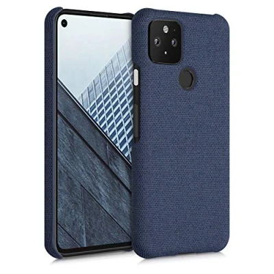 Image de kwmobile Coque Compatible avec Google Pixel 5 Housse de Protection en Tissu Textile Bleu foncé