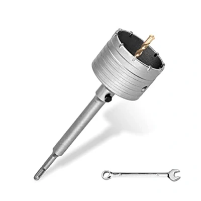Image de Couronne de forage SDS Plus, diamètre 68 mm, filetage M22 plus adaptateur 220 mm et foret centrage 8x110 scie à trou mural pour maçonnerie, pierres naturelles, grès, béton, marbre (68 mm)