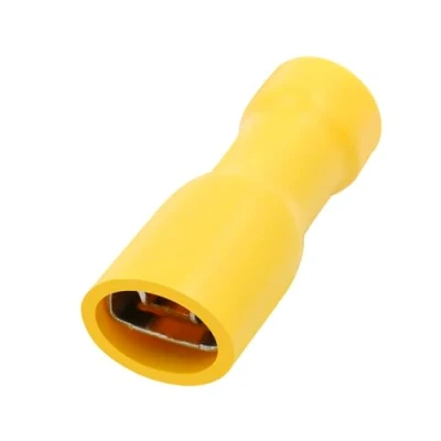 Image de Heschen Lot de 100 bornes câble femelle à déconnexion rapide en vinyle entièrement isolé, FDFD5.5 250, 6,3 x 0,8 mm, pour 4 6 mm² (12 10 AWG), jaune