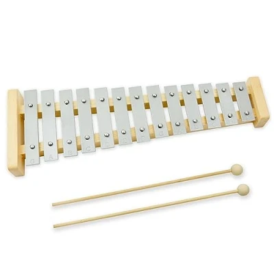 Image de A Star Xylophone soprano Glockenspiel 13 notes avec touches argentées et deux battes en bois Diatonique 2 octaves G5 à E6