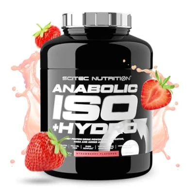 Image de Scitec Nutrition Anabolic Iso+Hydro Mélange de protéines lactosérum avec créatine, Maca et acides aminés Complexe ZMB6 pour le maintien la testostérone, 2350 g, Fraise