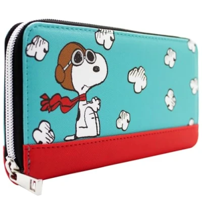 Image de Animation Peanuts Snoopy As Volant Sopwith Camel Niche Porte Monnaie/Portefeuille Pochette avec Poche à Monnaie &amp; Carte, Bleu
