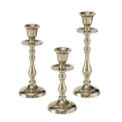 Image de Boltze Vicco 2013367 Bougeoir en métal Doré 3 pièces Décoration Table à Manger Commode Design élégant sans Bougies
