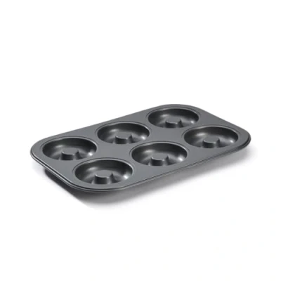 Image de de Buyer Plaque 6 mini Savarins en acier antiadhésif Diamètre 8 cm 31,5 x 21,5 2,2 , Noir