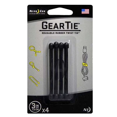 Image de Nite Ize Gear Tie® Reusable Rubber Twist Tie™ 3 Pouces Lot de 4 Noir