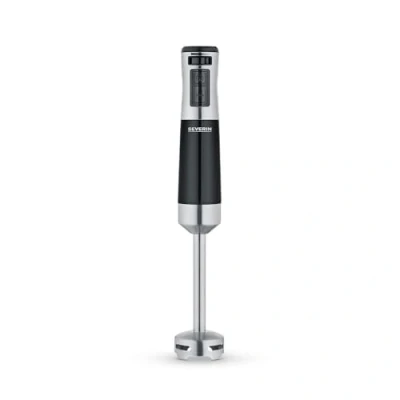 Image de SEVERIN Mixeur plongeant 600 W, plongeur polyvalent, électrique avec pied en inox amovible pour préparation de soupes, smoothies, sorbets, noir/inox, SM3771