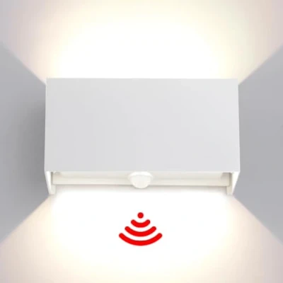 Image de 25W LED Applique murale Exterieur Interieur Lumière Avec Détecteur de Mouvement Crépuscule Lampe extérieures IP65 Étanche Moderne Blanc 4000K aluminium Réglage l&#039;angle d&#039;éclairage