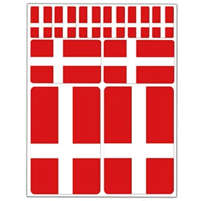 Image de Biomar Labs 10 x PVC Autocollant Voiture Auto Moto Drapeau National Danemark Danois Denmark Flag D 32