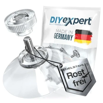 Image de DIYexpert® 12 x ventouses Ø 30 mm avec filetage M4x10mm écrous moletés transparent Fabriqué en Allemagne
