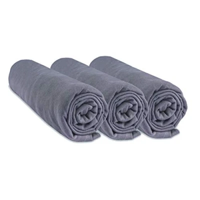 Image de Lot de 3 Draps Housse 70x140 cm Lit Bébé Enfant 70 x 140 100% Coton Jersey Gris Extensible &amp; Respirant Sommeil sain Marque Easy dort Certifié Oeko Tex Qualité Fabriqué en Europe