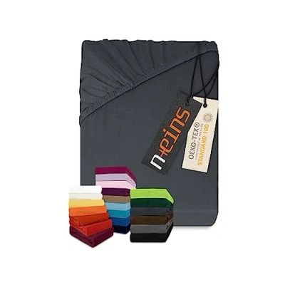 Image de npluseins Drap Housse Classique en Jersey de Nombreuses Couleurs et Tailles 100% Coton 159.192, 70 x 140 cm, Anthracite