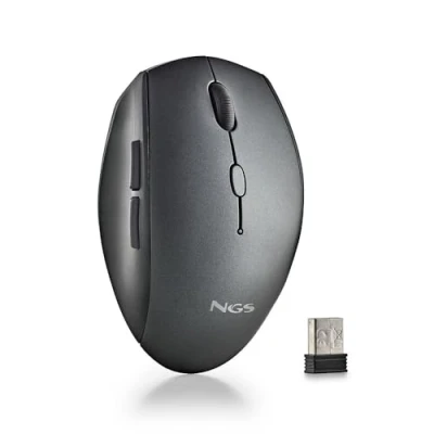 Image de NGS Bee Black Wireless Mouse, Ergonomic Mouse with Silent Keys, 5 Buttons and Scroll Wheel, 2.4 GHz Connection, Special for Right Handed, Adjustable DPI, Color