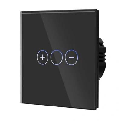 Image de BSEED Interrupteur Gradateur Tactile Mural Panneaux en Verre Trempé Fonctionne avec Des Lumières LED à Intensité Variable 300W 1 Gang 2 Voie Noir