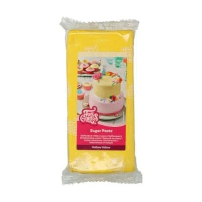 Image de FunCakes Pâte à Sucre Mellow Yellow: facile utiliser, lisse, flexible, douce et pliable, parfaite pour la décoration de gâteaux, halal, casher sans gluten. 1 kg