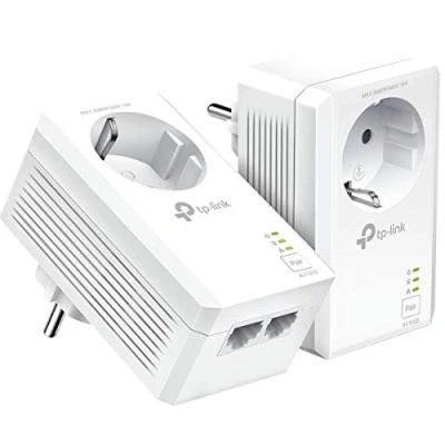 Image de TP Link Adaptateur réseau Powerline TL PA7027P KIT (1000 Mbit/s via CPL, prise, 4 ports Gigabit, économie d&#039;énergie, compatible avec tous les adaptateurs CPL courants, idéal pour IPTV, 2 pièces) blanc