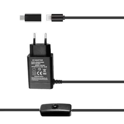 Image de Bruphny Alimentation pour Raspberry Pi 4/3 Chargeur Adaptateur 3, 5.1V 3 A USB C avec Interrupteur Marche/arrêt 4 modèle B