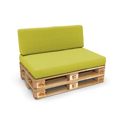 Image de POKAR Set de 2 Coussins pour Palettes Euro: 1x Assise 120x80cm + Dossier 120x40cm, en Mousse formée à Froid, Canapé Jardin, Intérieur et Extérieur, sans Palette, Vert Lime