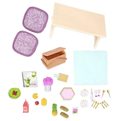 Image de Lori LO37105Z Ensemble Table de Pique Nique Gourmet to Go Accessoires pour poupées 15,2 cm 3 Ans et Plus, Multicolore, 1