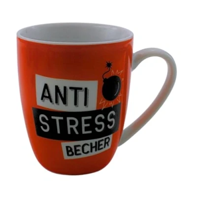 Image de Dekohelden24 Mug en porcelaine, motif : « Anti stress » Dimensions H x Ø 9,8 8,2 cm Contenance 250 ml Passe au lave vaisselle