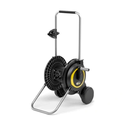 Image de Kärcher Dévidoir HT 3 Compact et Mobile avec Pied Extra Large, poignée réglable en Hauteur, Support de seringue Inclus, Noir