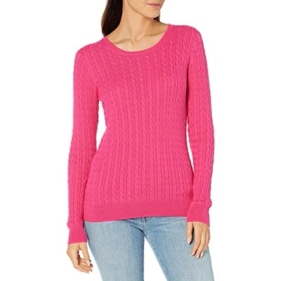 Image de Amazon Essentials Pull Torsadé Léger À Col Rond Et Manches Longues (Disponible En Grande Taille) Femme, Rose Vif, 6XL taille