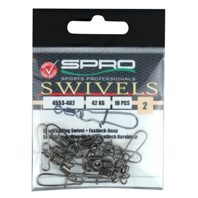 Image de Spro Black Rolling Swivel &amp; Fastlock Snap (10 pcs) Taille : 2