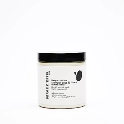 Image de SERGE D&#039;ESTEL PARIS Masque Cheveux Secs et Frisés 250g Nourrit Intensémment Élimine les Frisottis Apporte Douceur Brillance 100% Vegan Made in Paris.
