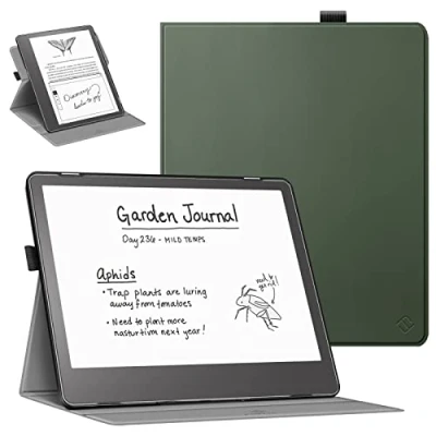 Image de FINTIE Étui pour Kindle Scribe 2024/2022 10.2 Pouces Housse Rotative 360 Coque Fermeture Magnétique Etui Fin, Vert Alpin
