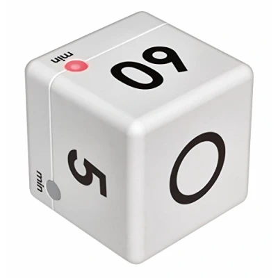 Image de TFA Dostmann Digital cube Timer, 38.2032.02, de temps, chronomètre, minuteur d&#039;apprentissage, pour les jeux, la productivité, avec 4 temps déroulement : 5 15 30 60 min, blanc
