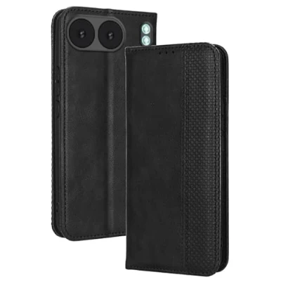 Image de Topme Étui de protection pour OnePlus Nord 4 5G / Nord4 (6,74&quot;) En cuir avec élégante fente cartes texturée Noir