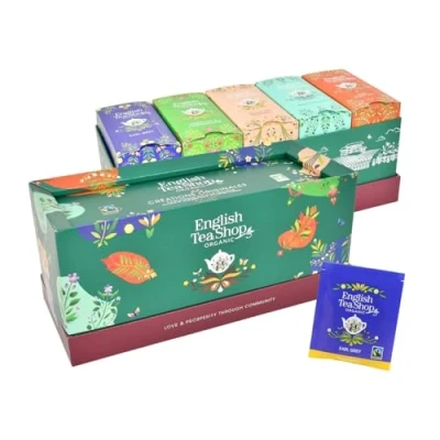 Image de English Tea Shop Coffret de thés bio Créations Originales Assortiment 5 exotiques issus du commerce équitable dans une boîte 40 sachets cadeau thé