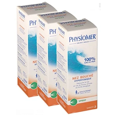 Image de Physiomer Hypertonique Nez Bouché 3 x 135 ml