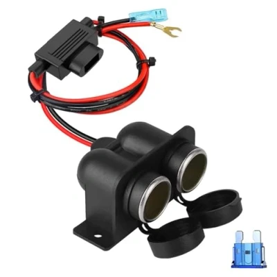 Image de Allume Cigare Socket,Enisina Imperméable Marine Grade 12v / 24v Dc Prise avec Plats Moyenne Fusibles Automobile (15A)