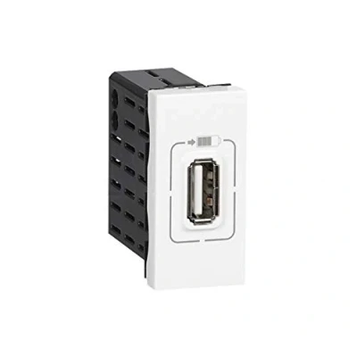Image de Legrand 077591 Mosaic USB Chargeur, Type A, 1.5A, 7.5W, 1 Module, 230V ou 5V, Blanc