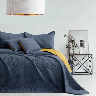 Image de AmeliaHome Softa Couvre lit Anthracite Jaune Miel 260 x 280 cm