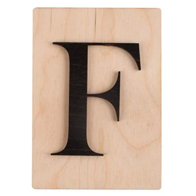 Image de Rayher 63097576 Tuile en bois Lettre F, 1 pce., FSC Mixed Credit, noir, 10,5 x 14,8 cm, épaisseur 4 mm, effet 3D, décoration d’intérieur, arts créatifs