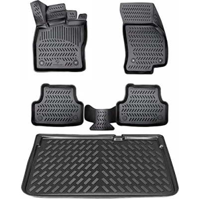 Image de ELMASLINE Lot de tapis en caoutchouc 3D et bac coffre pour BMW Série 2 Active Tourer à partir 2022 (U06) Ne convient pas dans xDrive Accessoires sol