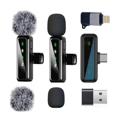 Image de Microphone de Lavalier sans fil pour iPhone, iPad, téléphone Android, Mini avec réduction du bruit, appairage automatique, Vlogging, Enregistrement vidé, Vlog