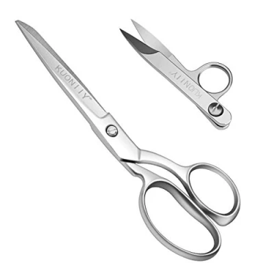 Image de KUONIIY Ciseaux de Couture, pour Tissu en Acier Inoxydable, Tranchants et Durables, Coupe Précise, Agréables au Toucher, 20 cm Long, Argent, Livrés avec Fil Inoxydable