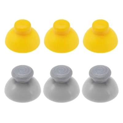 Image de EMSea 6pcs Capuchons de Joysticks Analogiques Remplacement Compatible avec Nintendo GameCube Contrôleur Accessoires Couvertures Bâtons en ABS, Jaune et Gris