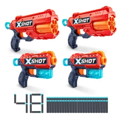 Image de Ensemble combiné de Lanceur fléchettes en Mousse XSHOT Excel Double Kickback Reflex 6 (48 3 canettes) par ZURU