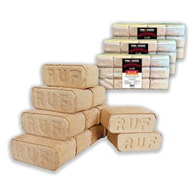 Image de PINI Briquettes de bois 100 % hêtre dur RUF cheminée, poêle, barbecue, foyer, chauffage (30 kg)