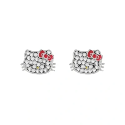 Image de Hello Kitty Boucles d&#039;oreilles à tige plaquées argent pour fille, taille unique, Plaqué argent, Pas de gemme