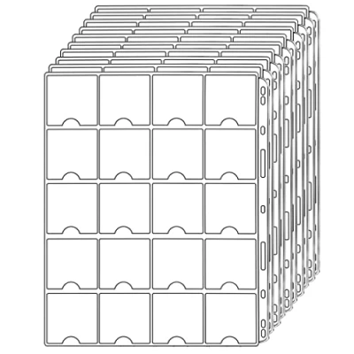 Image de Pages de poche à monnaie pour 5 x cm (2 &quot;x 2&quot;) Coin Flips Supports collecte pièces standard 9 trous 20 poches la plupart des tailles Oncle Paul CS38