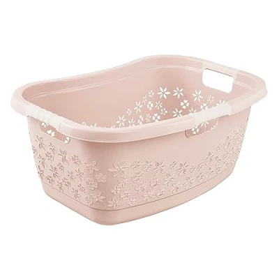 Image de keeeper Panier à Linge Ergonomique avec Design Ajouré, Poignées Antidérapantes, 50 L, Lasse, Nordic Pink
