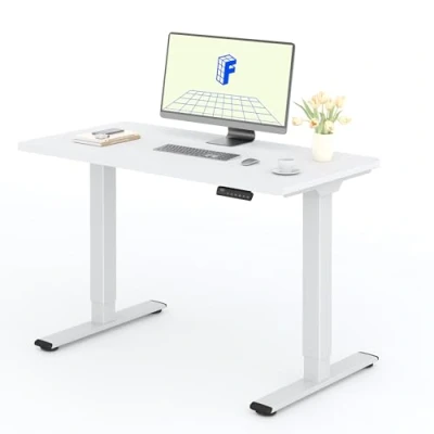 Image de FLEXISPOT 2 Moteurs Bureau Assis Debout 120x60 Une Pièce, électrique avec Panneau à Fonctions Mémoires, Réglable en Hauteur Électrique, Charge 100kg, Blanc+Blanc