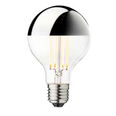 Image de DESIGN BY US Ampoule à tête miroir LED Globe 80, argent, E27, 3,5 W, 2.700 K
