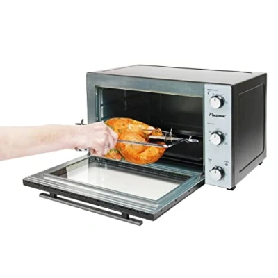 Image de Bestron Mini four 2 en 1 avec rôtissoire, 31 litres, 2000 W, Inox, Noir