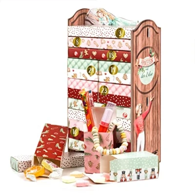 Image de Papierdrachen Calendrier de l&#039;Avent 2023 à remplir, avec boîtes, motif princesse au pois, assembler, réutilisable