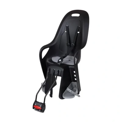 Image de POLISPORT 8408100005 Siège arrière KOARI pour vélo avec roue de 29&#039;&#039; ou petit cadre adapté aux enfants d&#039;un poids maximum 22 kg ancrage au en Noir/Gris